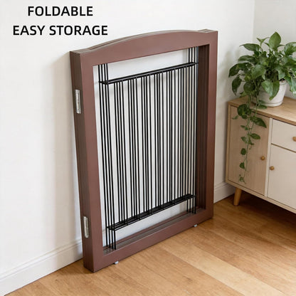 Freestanding Dog Fence Indoor, Foldable Dog Gate for Doorways, Stairs or Hallways, Sturdy Wood Extra Wide Pet Gate with Support Feet for The House, White, 24 "Height-3 Panels