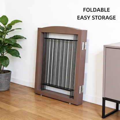 Freestanding Dog Fence Indoor, Foldable Dog Gate for Doorways, Stairs or Hallways, Sturdy Wood Extra Wide Pet Gate with Support Feet for The House, White, 24 "Height-3 Panels
