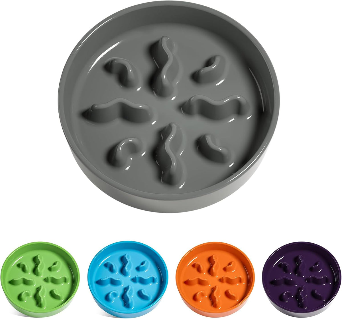 Ceramic Slow Feeder Dog Bowls Small Breed, 0.5 Cups Dog Food Dish for Fast Eaters, Puzzle Bowl for Small Dogs and Cats, 5.5 Inch-Blue