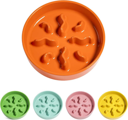 Ceramic Slow Feeder Dog Bowls Small Breed, 0.5 Cups Dog Food Dish for Fast Eaters, Puzzle Bowl for Small Dogs and Cats, 5.5 Inch-Blue
