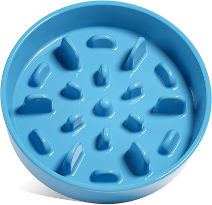 Ceramic Slow Feeder Dog Bowls Small Breed, 0.5 Cups Dog Food Dish for Fast Eaters, Puzzle Bowl for Small Dogs and Cats, 5.5 Inch-Blue