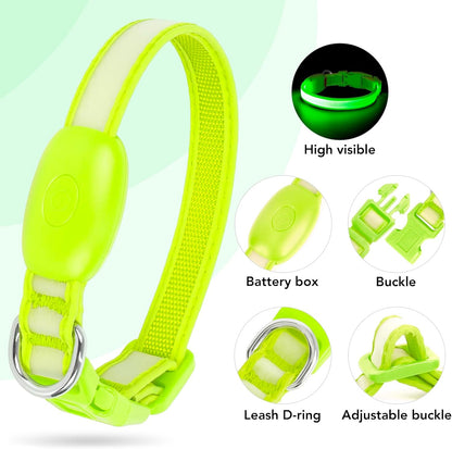 LED Dog Collar, Light up Dog Collar Adjustable Safety Glowing Collar