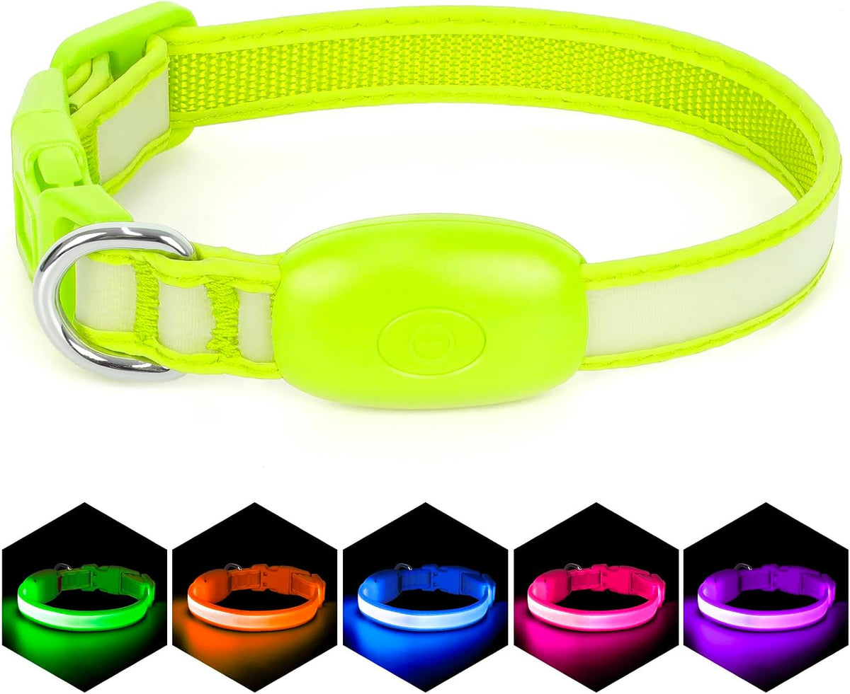 LED Dog Collar, Light up Dog Collar Adjustable Safety Glowing Collar