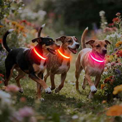 LED Dog Collar, Light up Dog Collar Adjustable Safety Glowing Collar