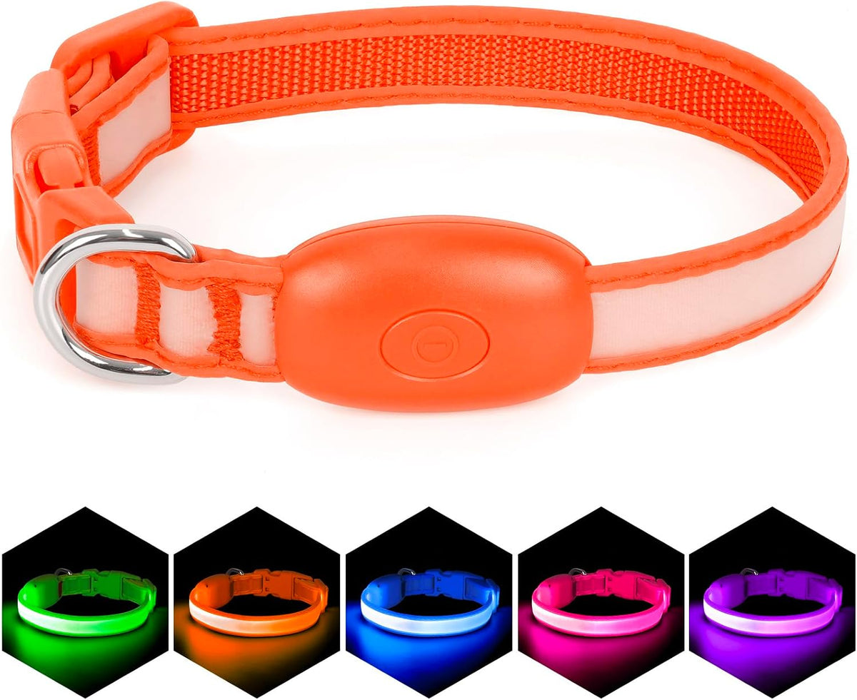 LED Dog Collar, Light up Dog Collar Adjustable Safety Glowing Collar