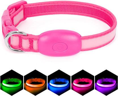 LED Dog Collar, Light up Dog Collar Adjustable Safety Glowing Collar