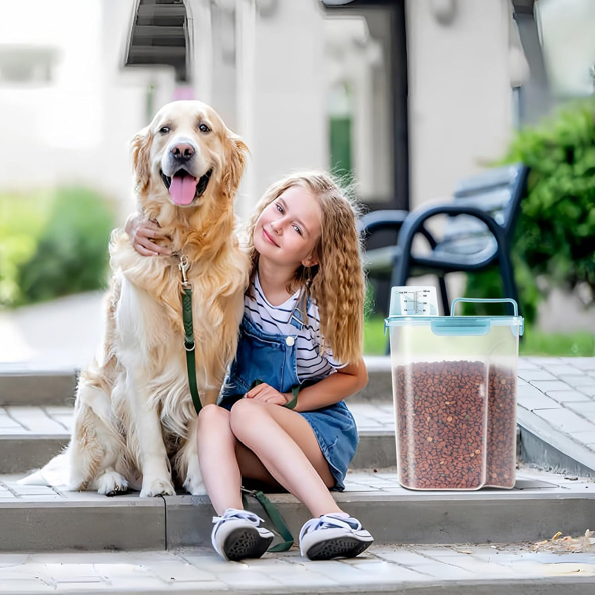 5-7Lbs Dog Cat Food Storage Container with Upgraded Large Nozzle BPA-free, 4 Snap Seals Plastic Pet Food Storage Containers with Handles are Easy to Clean and Carry