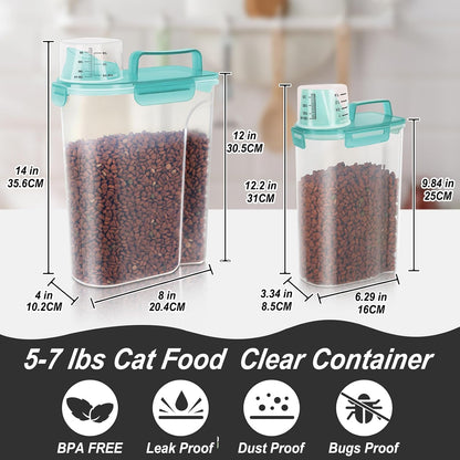 5-7Lbs Dog Cat Food Storage Container with Upgraded Large Nozzle BPA-free, 4 Snap Seals Plastic Pet Food Storage Containers with Handles are Easy to Clean and Carry