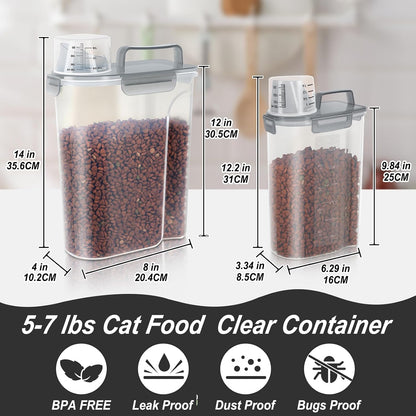 5-7Lbs Dog Cat Food Storage Container with Upgraded Large Nozzle BPA-free, 4 Snap Seals Plastic Pet Food Storage Containers with Handles are Easy to Clean and Carry