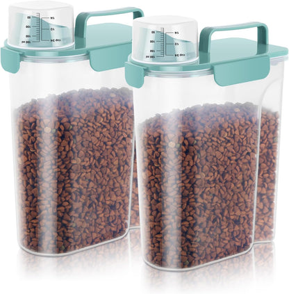 5-7Lbs Dog Cat Food Storage Container with Upgraded Large Nozzle BPA-free, 4 Snap Seals Plastic Pet Food Storage Containers with Handles are Easy to Clean and Carry