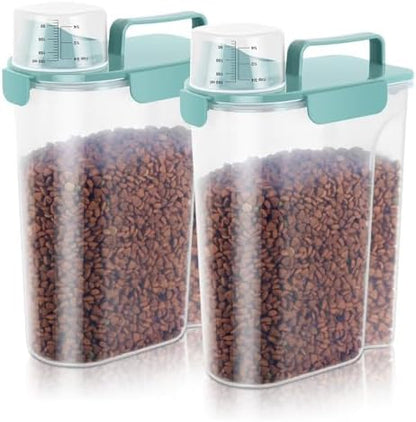5-7Lbs Dog Cat Food Storage Container with Upgraded Large Nozzle BPA-free, 4 Snap Seals Plastic Pet Food Storage Containers with Handles are Easy to Clean and Carry