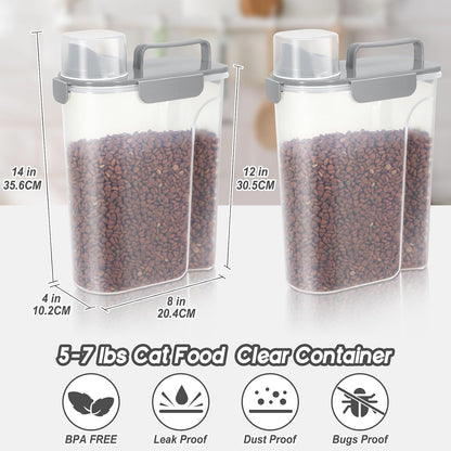 5-7Lbs Dog Cat Food Storage Container with Upgraded Large Nozzle BPA-free, 4 Snap Seals Plastic Pet Food Storage Containers with Handles are Easy to Clean and Carry