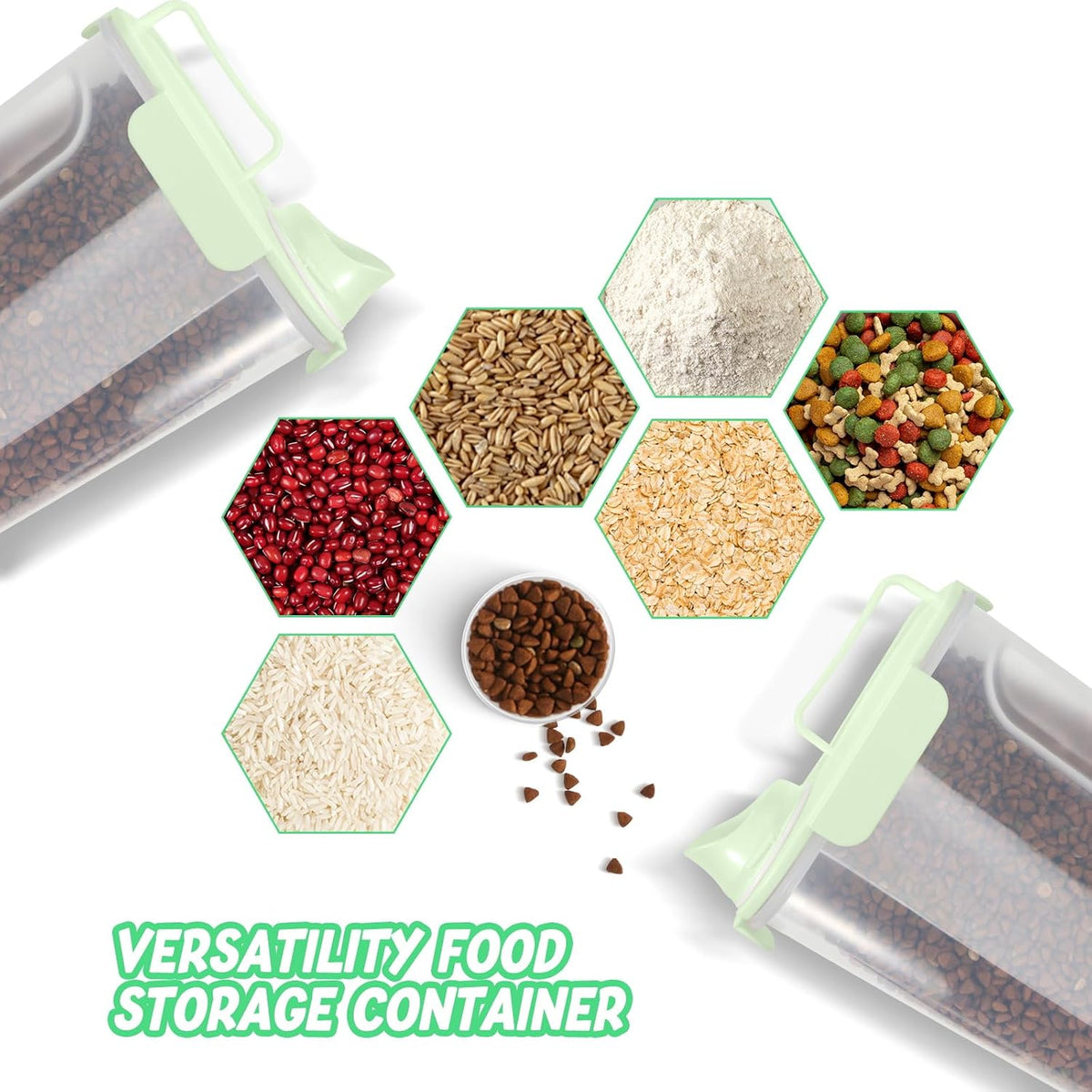 5-7Lbs Dog Cat Food Storage Container with Upgraded Large Nozzle BPA-free, 4 Snap Seals Plastic Pet Food Storage Containers with Handles are Easy to Clean and Carry