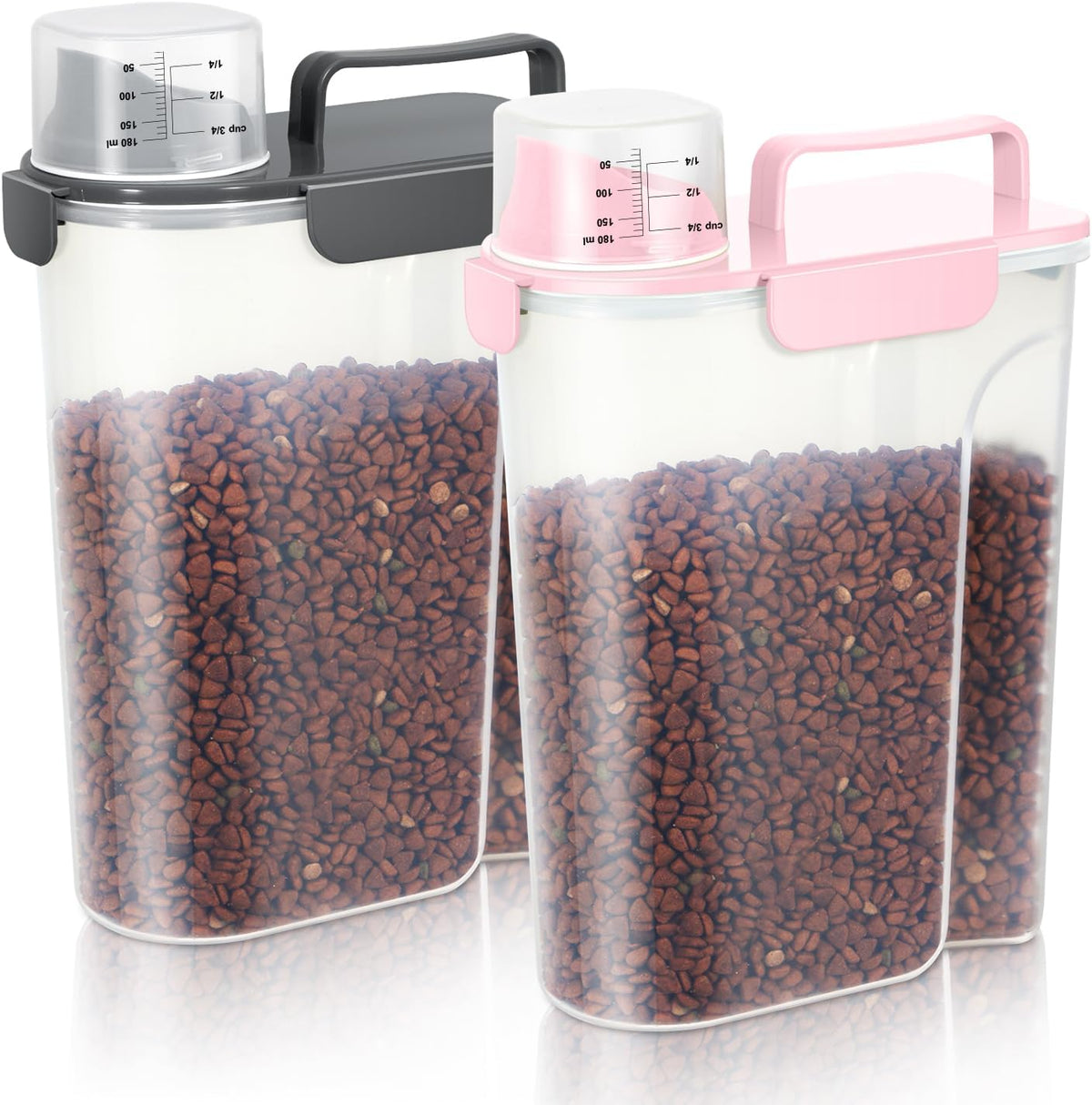 5-7Lbs Dog Cat Food Storage Container with Upgraded Large Nozzle BPA-free, 4 Snap Seals Plastic Pet Food Storage Containers with Handles are Easy to Clean and Carry