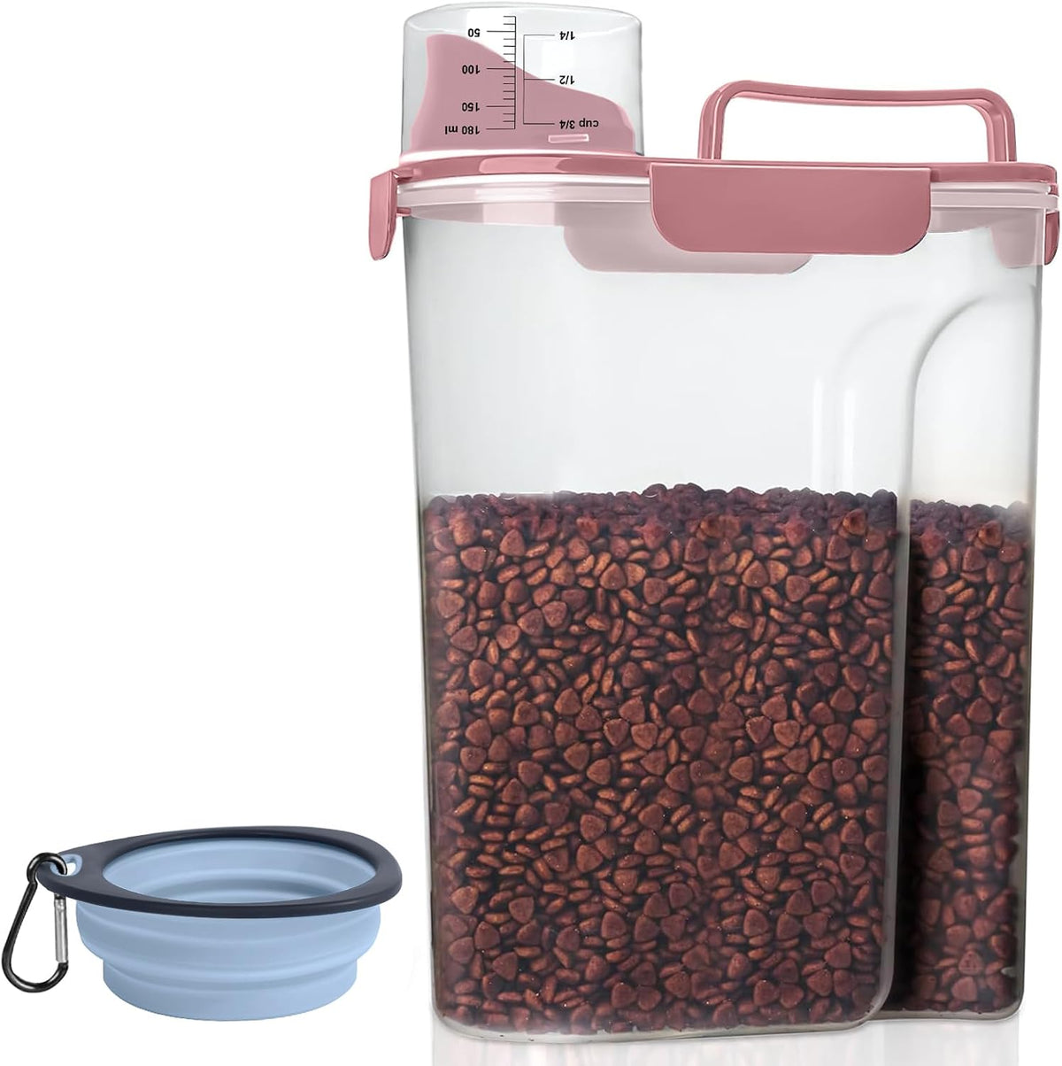 5-7Lbs Dog Cat Food Storage Container with Upgraded Large Nozzle BPA-free, 4 Snap Seals Plastic Pet Food Storage Containers with Handles are Easy to Clean and Carry