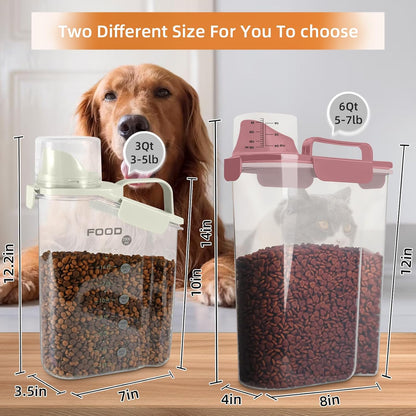 5-7Lbs Dog Cat Food Storage Container with Upgraded Large Nozzle BPA-free, 4 Snap Seals Plastic Pet Food Storage Containers with Handles are Easy to Clean and Carry