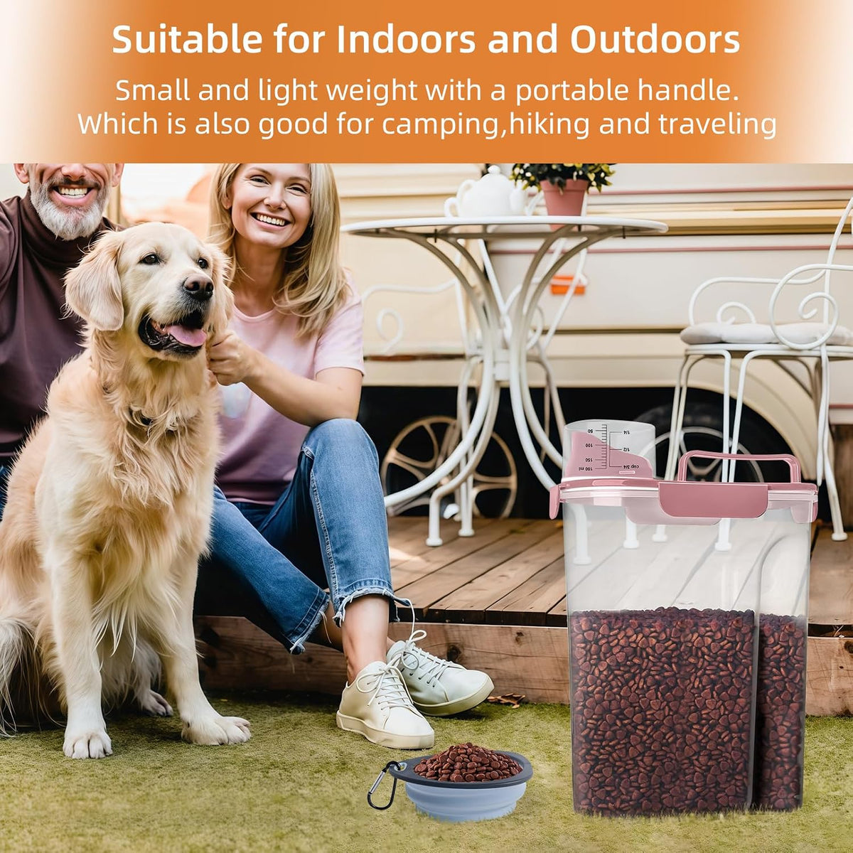 5-7Lbs Dog Cat Food Storage Container with Upgraded Large Nozzle BPA-free, 4 Snap Seals Plastic Pet Food Storage Containers with Handles are Easy to Clean and Carry