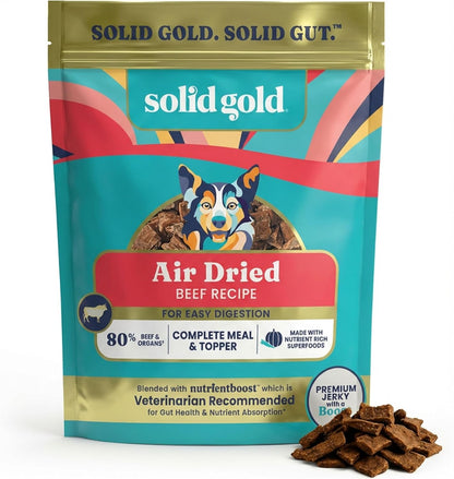 Solid Gold Air Dried Dog Food Topper & Treats for Picky Eaters, Beef, 1lb