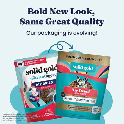 Solid Gold Air Dried Dog Food Topper & Treats for Picky Eaters, Beef, 1lb