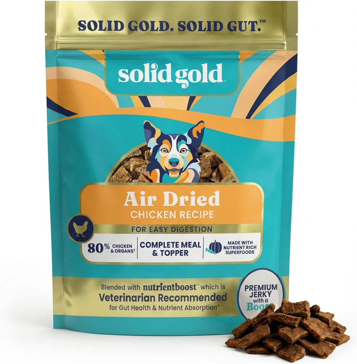 Solid Gold Air Dried Dog Food Topper & Treats for Picky Eaters, Beef, 1lb