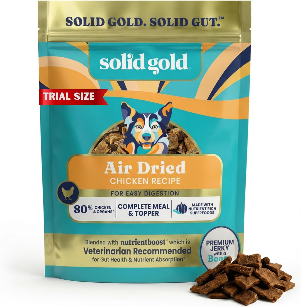 Solid Gold Air Dried Dog Food Topper & Treats for Picky Eaters, Beef, 1lb