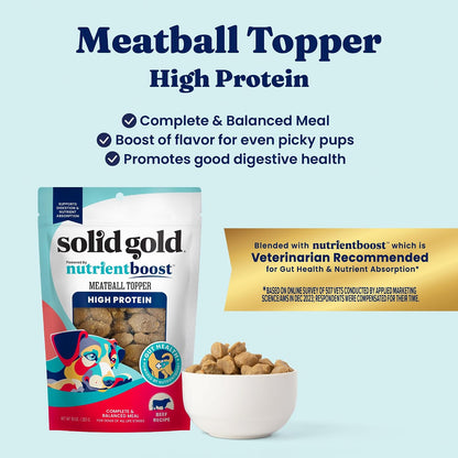 Solid Gold Air Dried Dog Food Topper & Treats for Picky Eaters, Beef, 1lb