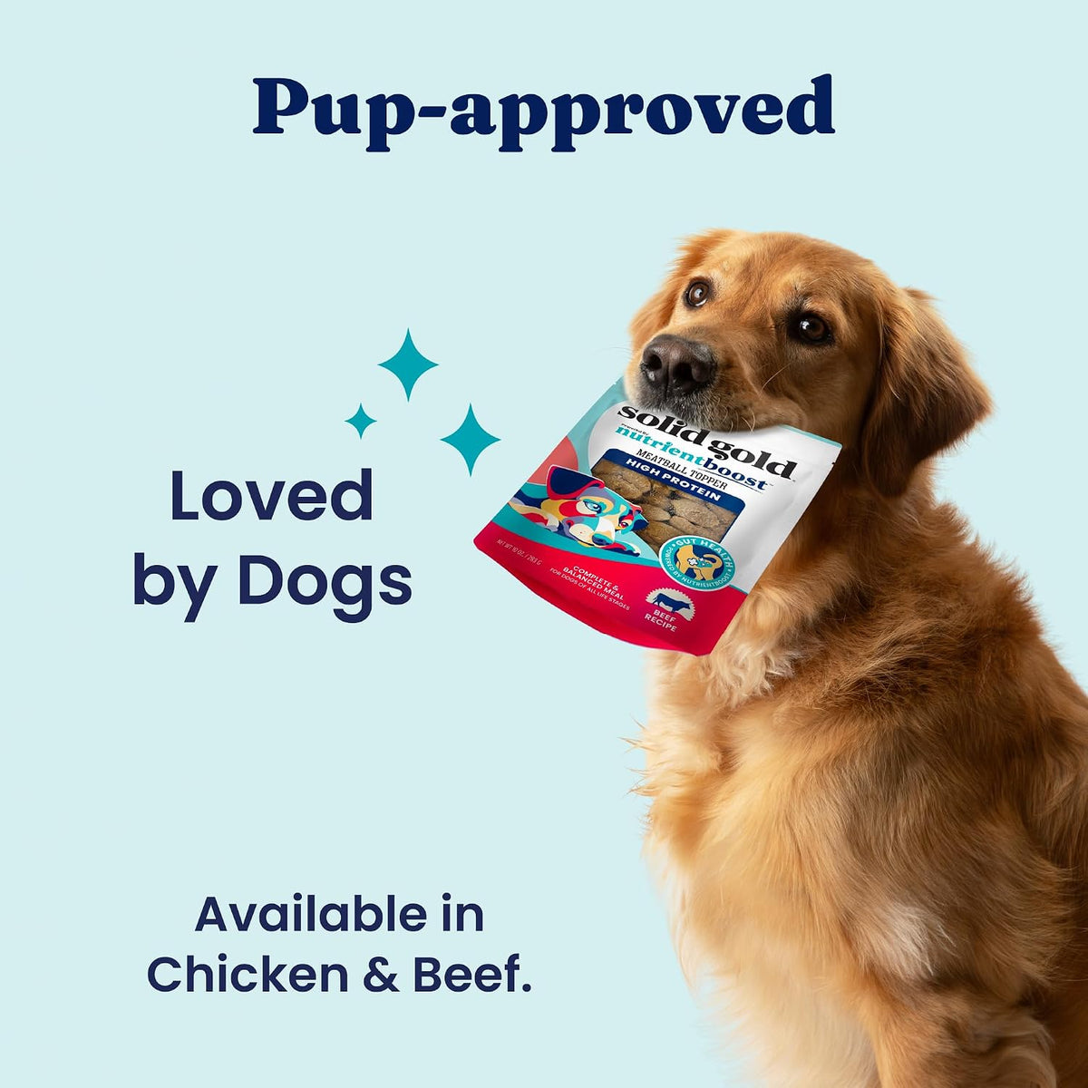 Solid Gold Air Dried Dog Food Topper & Treats for Picky Eaters, Beef, 1lb