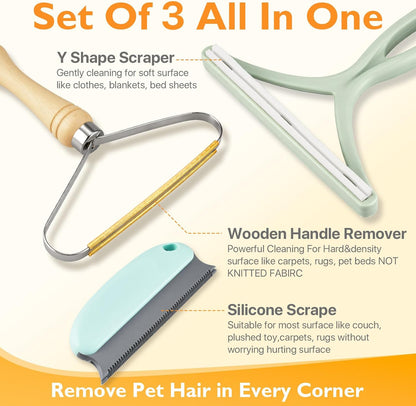 Pet Hair Removal Tool 3 Pack Dog Cat Hair Remover Carpet Scraper Rake Fur Removal Brush Lint Remover Shaver for Car Furniture Couch