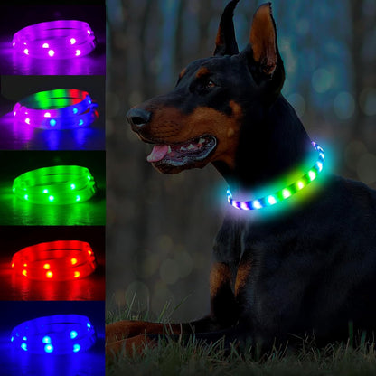 Light Up Dog Collar, Multicolor LED Glow Collar for Safety Night Walking