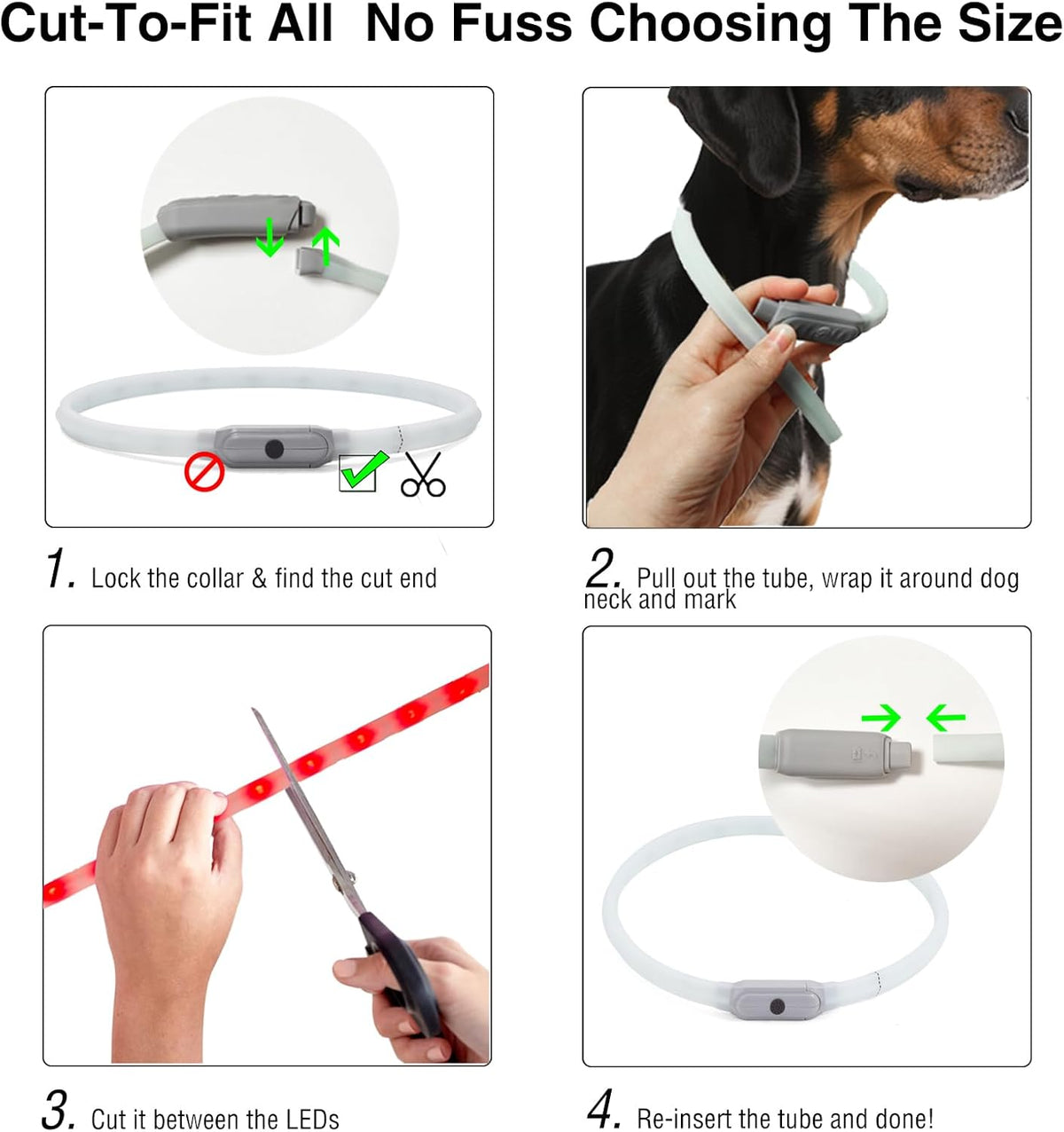 Light Up Dog Collar, Multicolor LED Glow Collar for Safety Night Walking