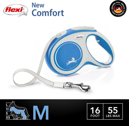 ® Comfort Nylon Tape Retractable Dog Leash, Large, 26 ft - Grey/Black
