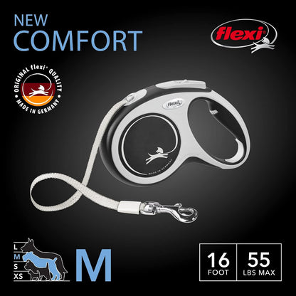 ® Comfort Nylon Tape Retractable Dog Leash, Large, 26 ft - Grey/Black
