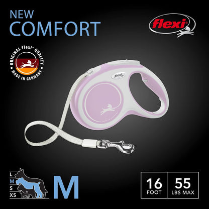 ® Comfort Nylon Tape Retractable Dog Leash, Large, 26 ft - Grey/Black