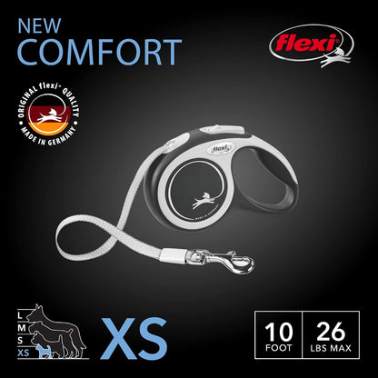 ® Comfort Nylon Tape Retractable Dog Leash, Large, 26 ft - Grey/Black