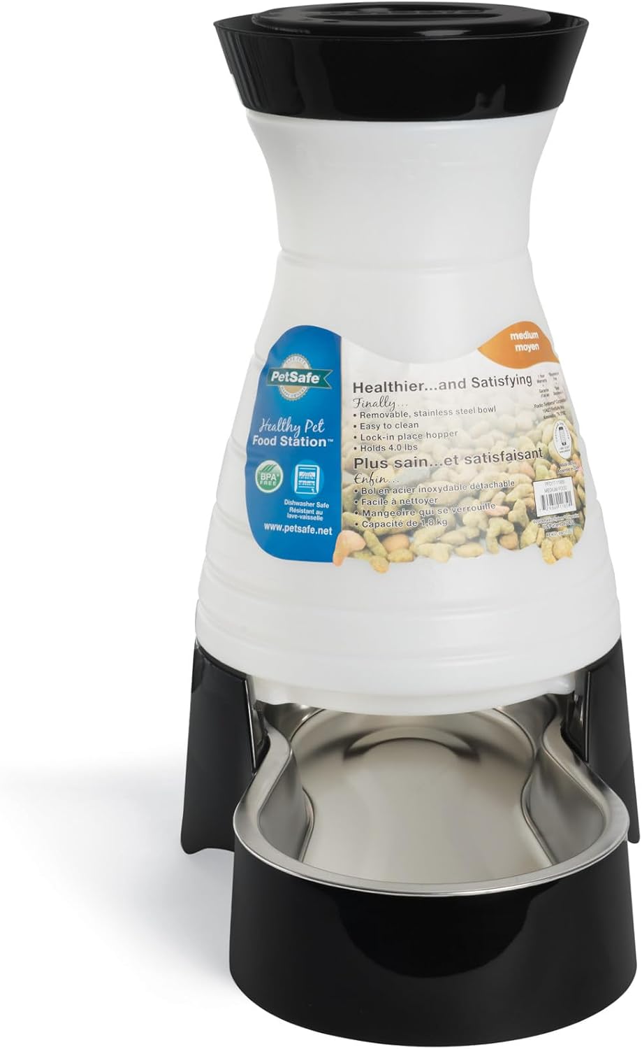 Healthy Pet Food Station, 4 lb Gravity Feeder, Cats & Dogs, Medium