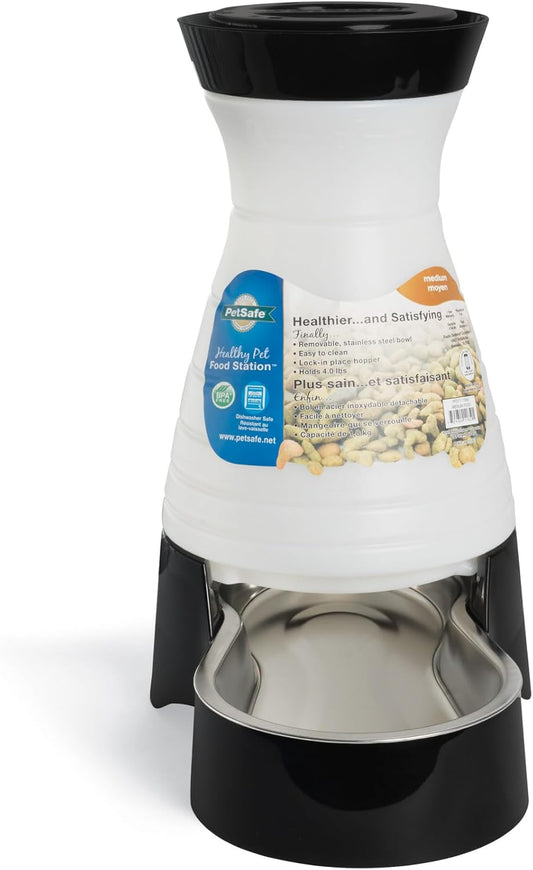 Healthy Pet Food Station, 4 lb Gravity Feeder, Cats & Dogs, Medium