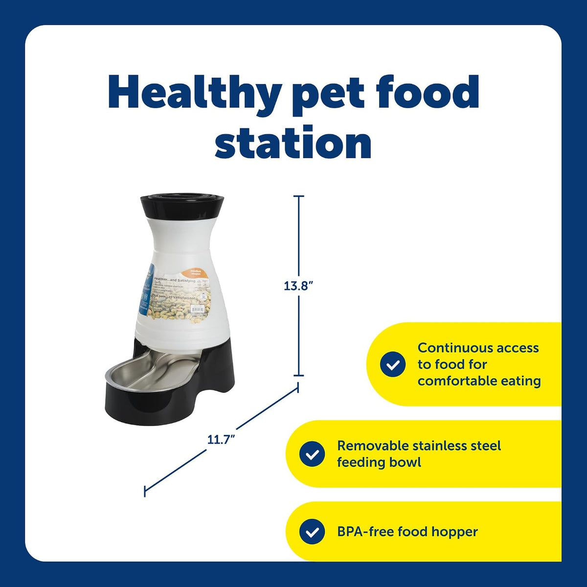 Healthy Pet Food Station, 4 lb Gravity Feeder, Cats & Dogs, Medium