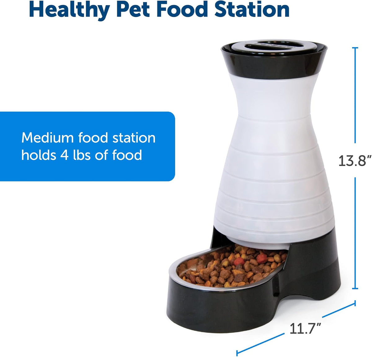Healthy Pet Food Station, 4 lb Gravity Feeder, Cats & Dogs, Medium