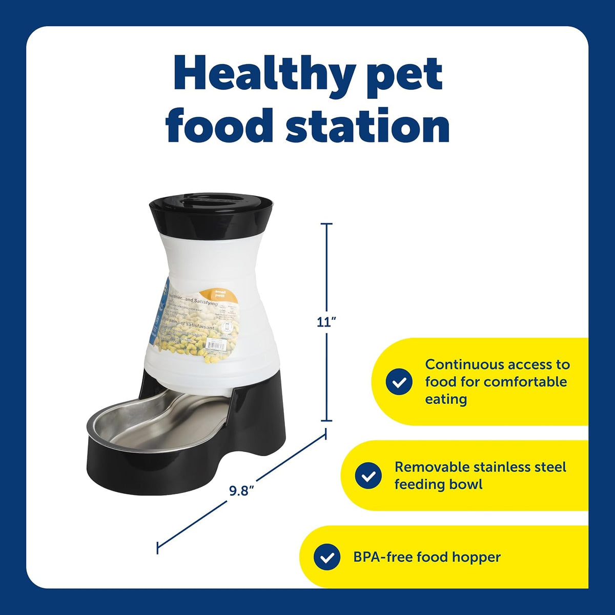 Healthy Pet Food Station, 4 lb Gravity Feeder, Cats & Dogs, Medium