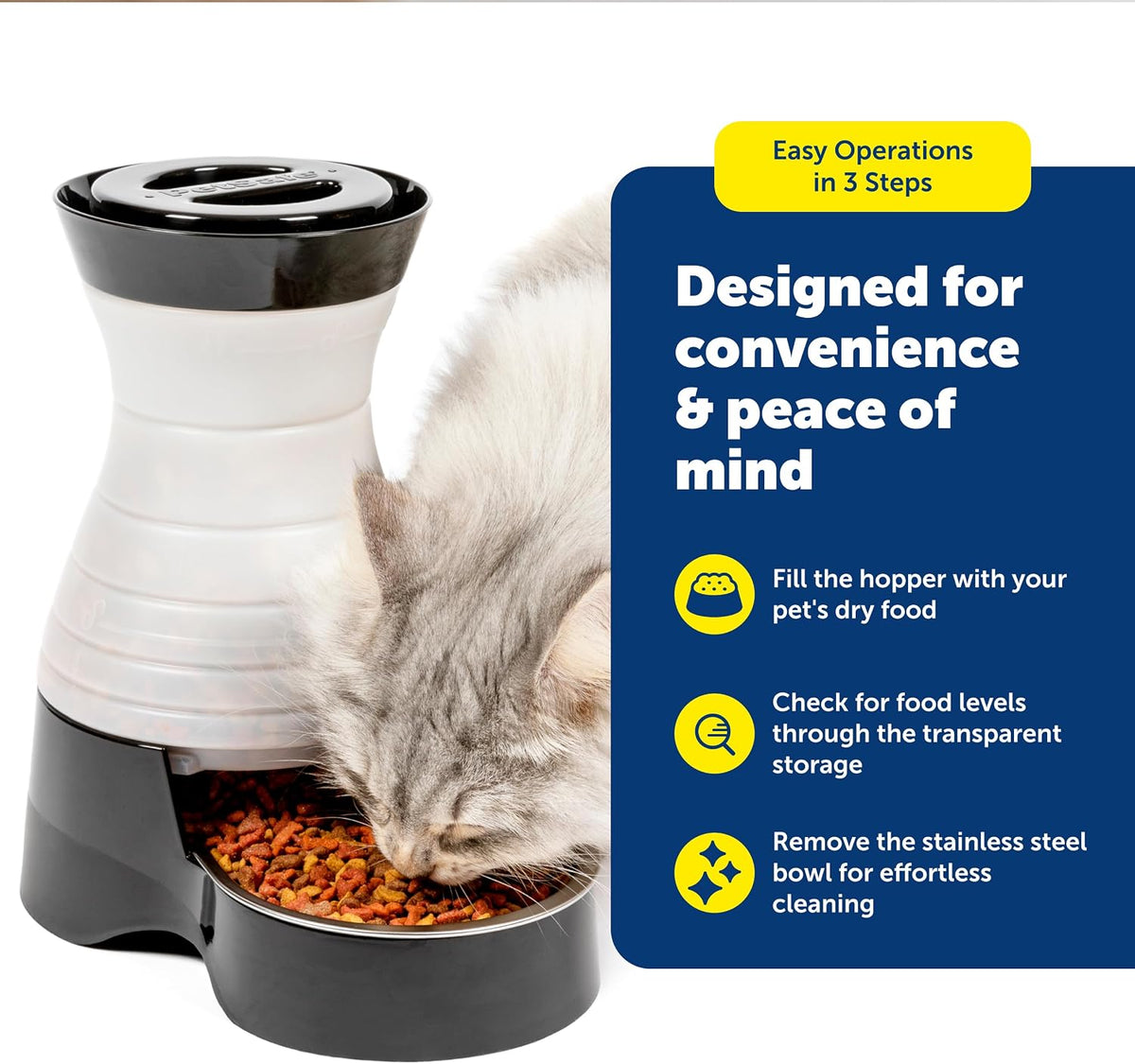 Healthy Pet Food Station, 4 lb Gravity Feeder, Cats & Dogs, Medium