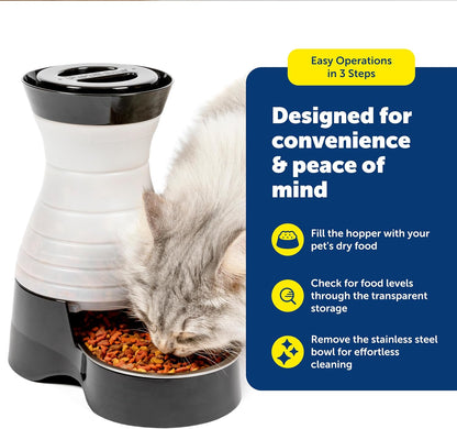 Healthy Pet Food Station, 4 lb Gravity Feeder, Cats & Dogs, Medium