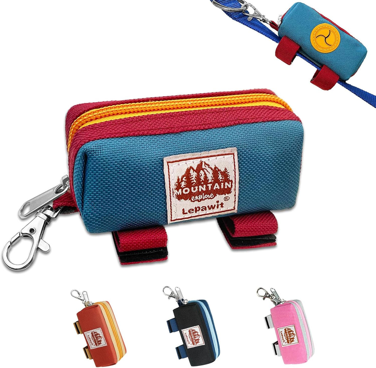 Dog Poop Bag Holder for Leash, Large-Capacity Canvas Pouch, Blue