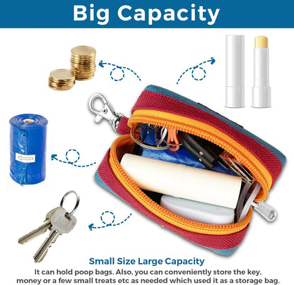 Dog Poop Bag Holder for Leash, Large-Capacity Canvas Pouch, Blue