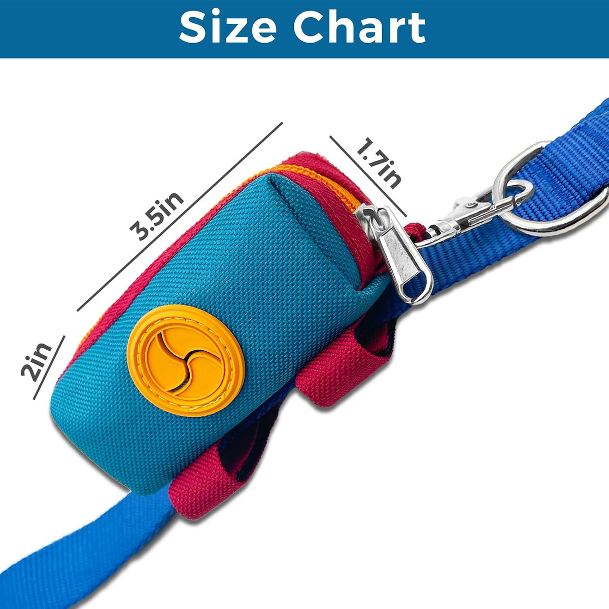 Dog Poop Bag Holder for Leash, Large-Capacity Canvas Pouch, Blue