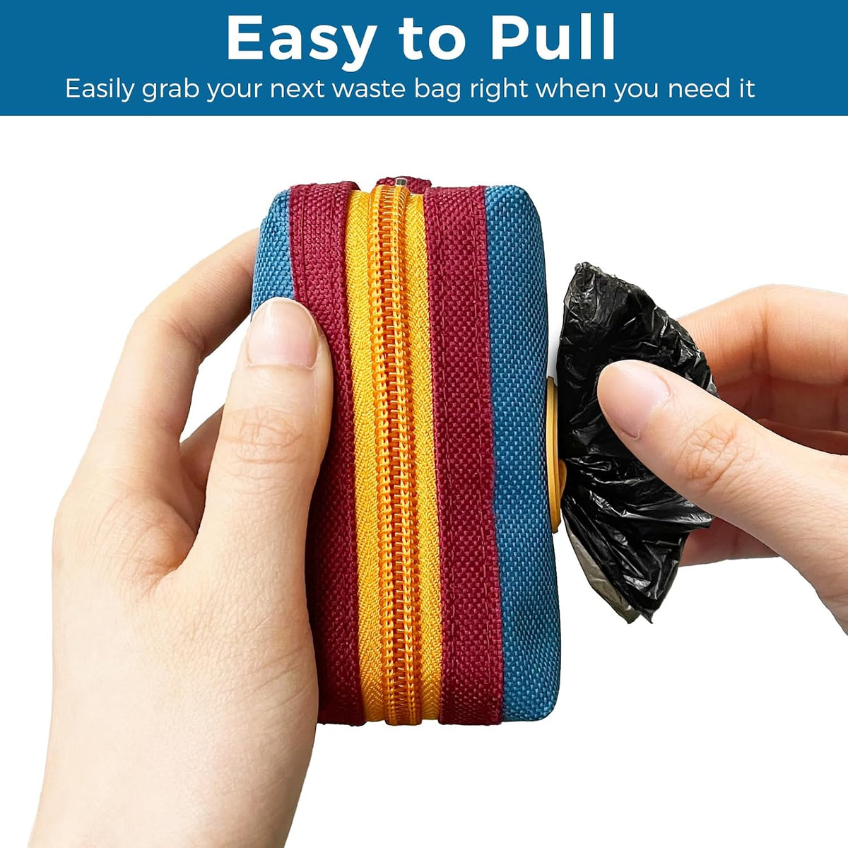 Dog Poop Bag Holder for Leash, Large-Capacity Canvas Pouch, Blue