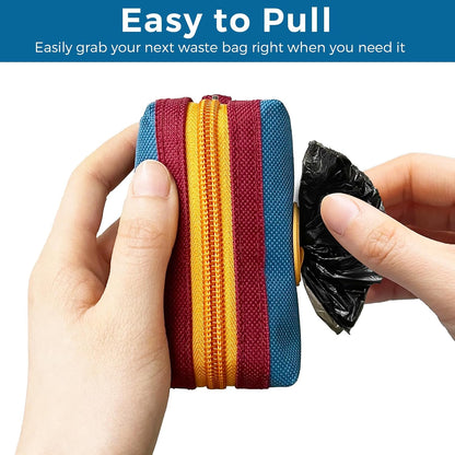 Dog Poop Bag Holder for Leash, Large-Capacity Canvas Pouch, Blue
