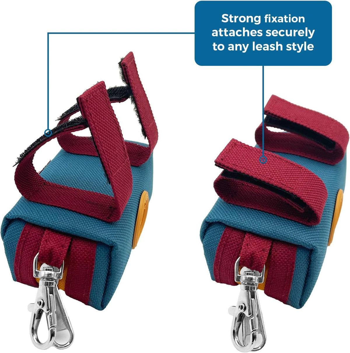 Dog Poop Bag Holder for Leash, Large-Capacity Canvas Pouch, Blue