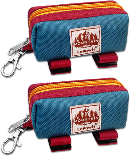 Dog Poop Bag Holder for Leash, Large-Capacity Canvas Pouch, Blue