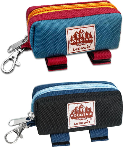 Dog Poop Bag Holder for Leash, Large-Capacity Canvas Pouch, Blue