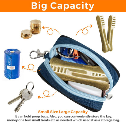Dog Poop Bag Holder for Leash, Large-Capacity Canvas Pouch, Blue